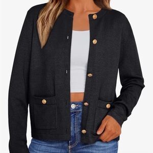 Black Cardigan with Gold Buttons